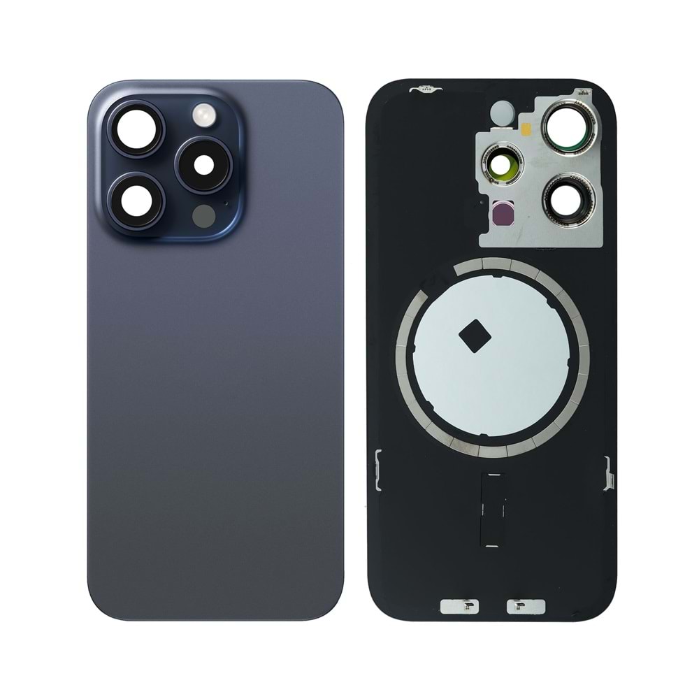 İPHONE 15 PRO ARKA PİL KAPAĞI KAMERA CAMLI MAVİ