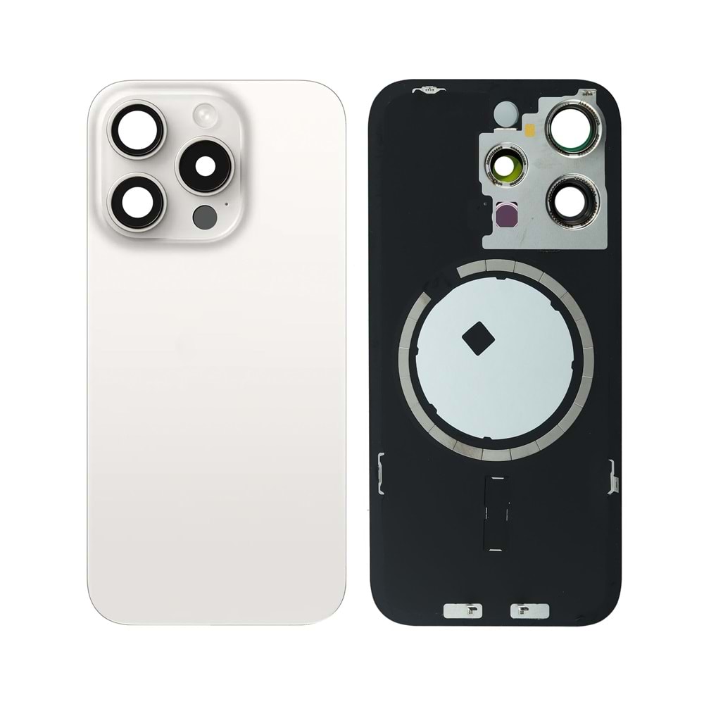 İPHONE 15 PRO ARKA PİL KAPAĞI KAMERA CAMLI BEYAZ