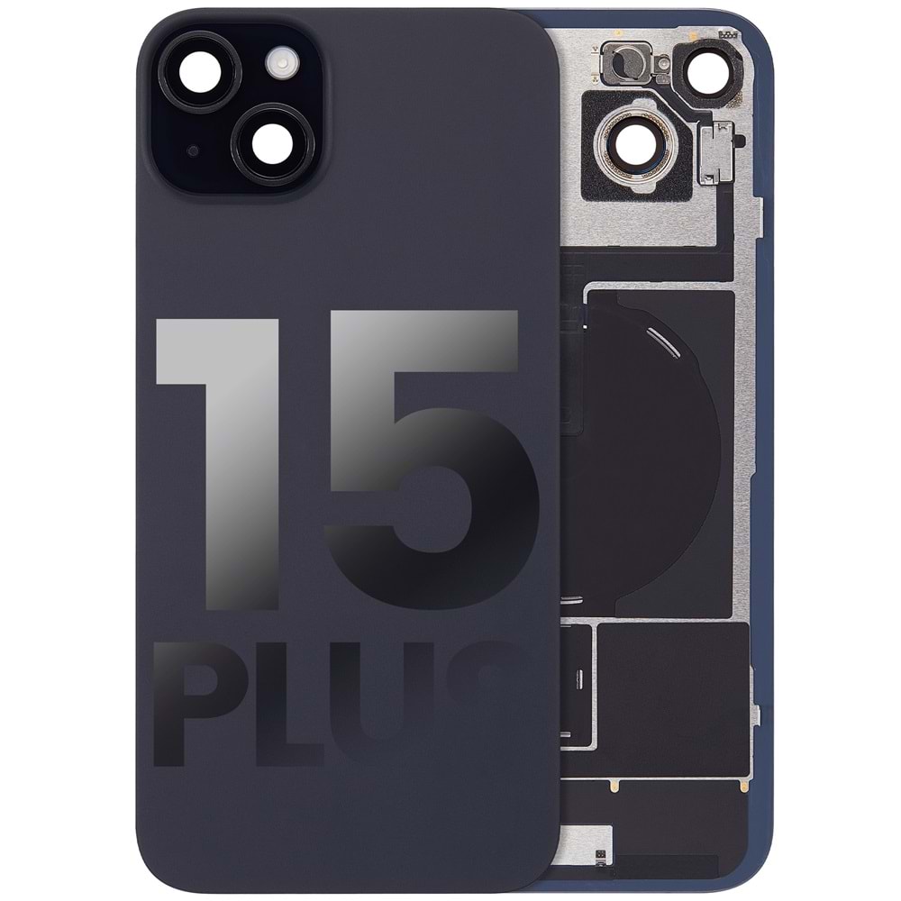 İPHONE 15 PLUS ARKA PİL KAPAĞI FULL SİYAH
