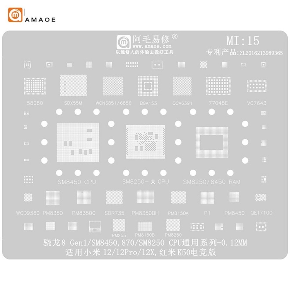 AMAOE (Mİ-15) SM8250 - SM8450 -SM8250 ENTEGRE İŞLEMCİ KALIBI