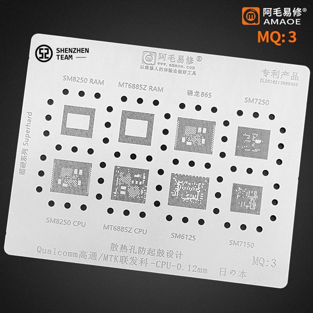 AMAOE (MQ-3) MT6885 - SM8250 - SM7250 - SM8250 - MT6885 - SM6125 - SM7150 ENTEGRE İŞLEMCİ KALIBI
