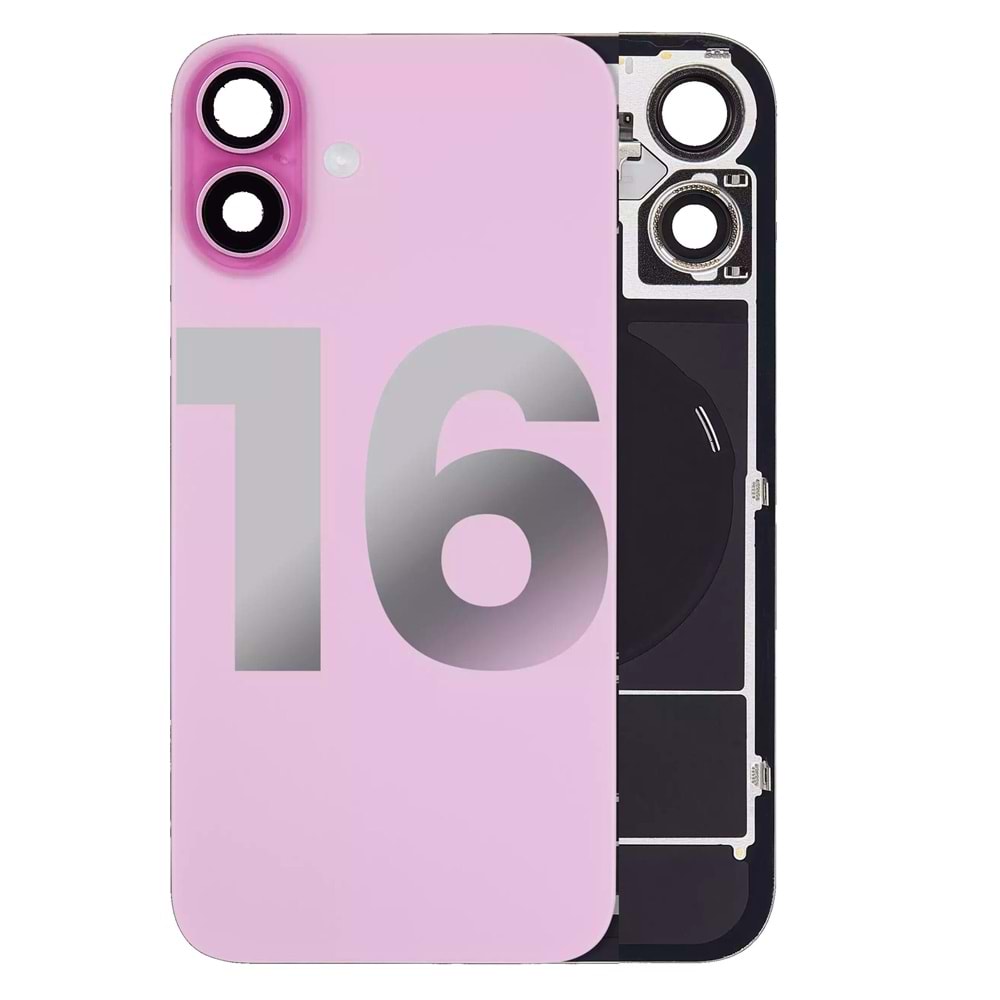 İPHONE 16 ARKA PİL KAPAK KAMERA CAMLI PEMBE