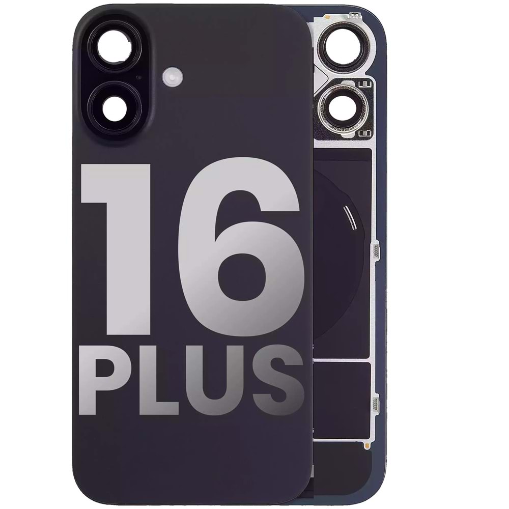 İPHONE 16 PLUS ARKA PİL KAPAK KAMERA CAMLI SİYAH