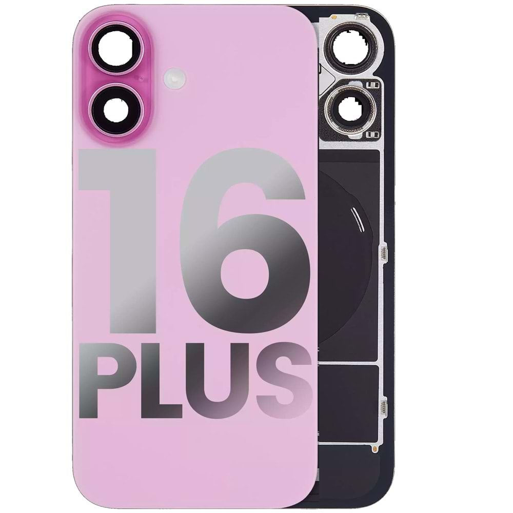 İPHONE 16 PLUS ARKA PİL KAPAK KAMERA CAMLI PEMBE