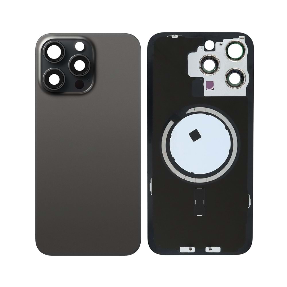 İPHONE 15 PRO MAX ARKA PİL KAPAK KAMERA CAMLI SİYAH