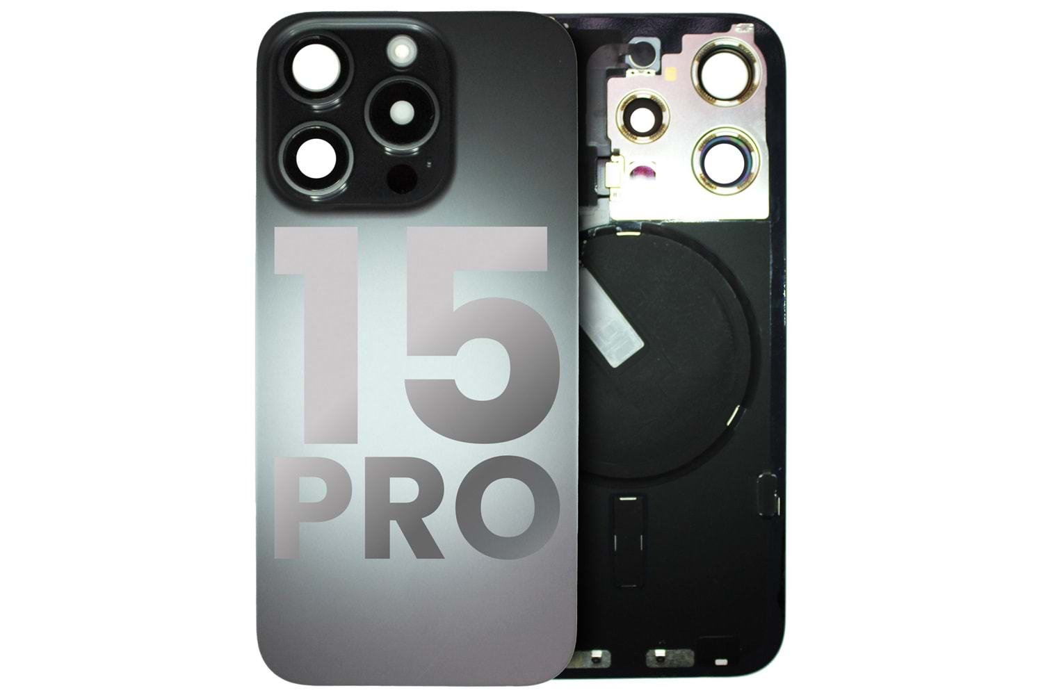 İPHONE 15 PRO ARKA PİL KAPAK KAMERA CAMLI SİYAH
