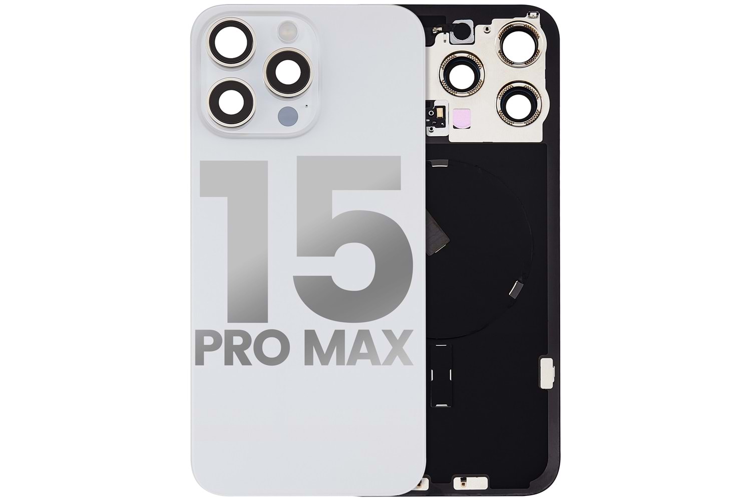 İPHONE 15 PRO MAX ARKA PİL KAPAK KAMERA CAMLI BEYAZ