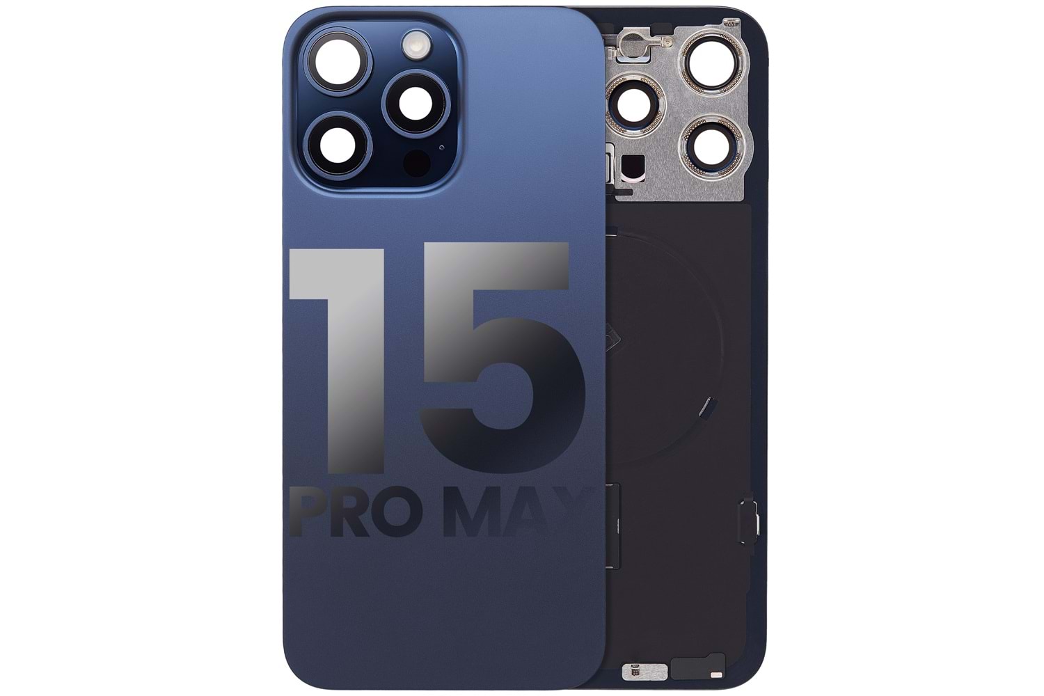 İPHONE 15 PRO MAX ARKA PİL KAPAK KAMERA CAMLI MAVİ