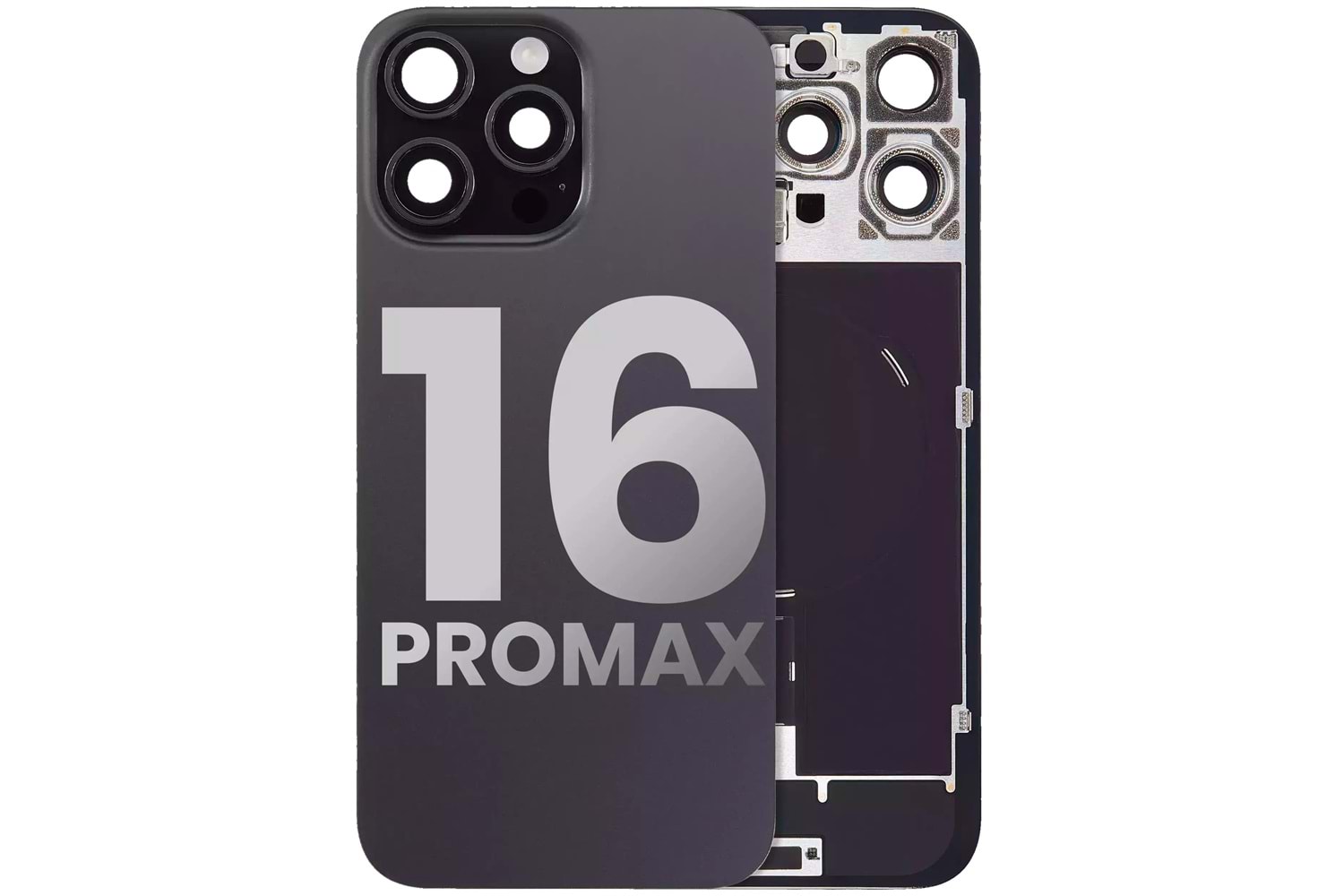 İPHONE 16 PRO MAX ARKA PİL KAPAK KAMERA CAMLI SİYAH