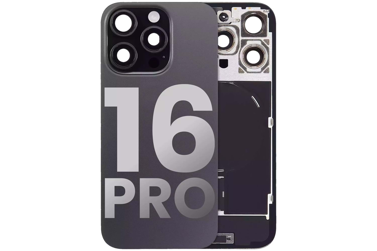 İPHONE 16 PRO ARKA PİL KAPAK KAMERA CAMLI SİYAH