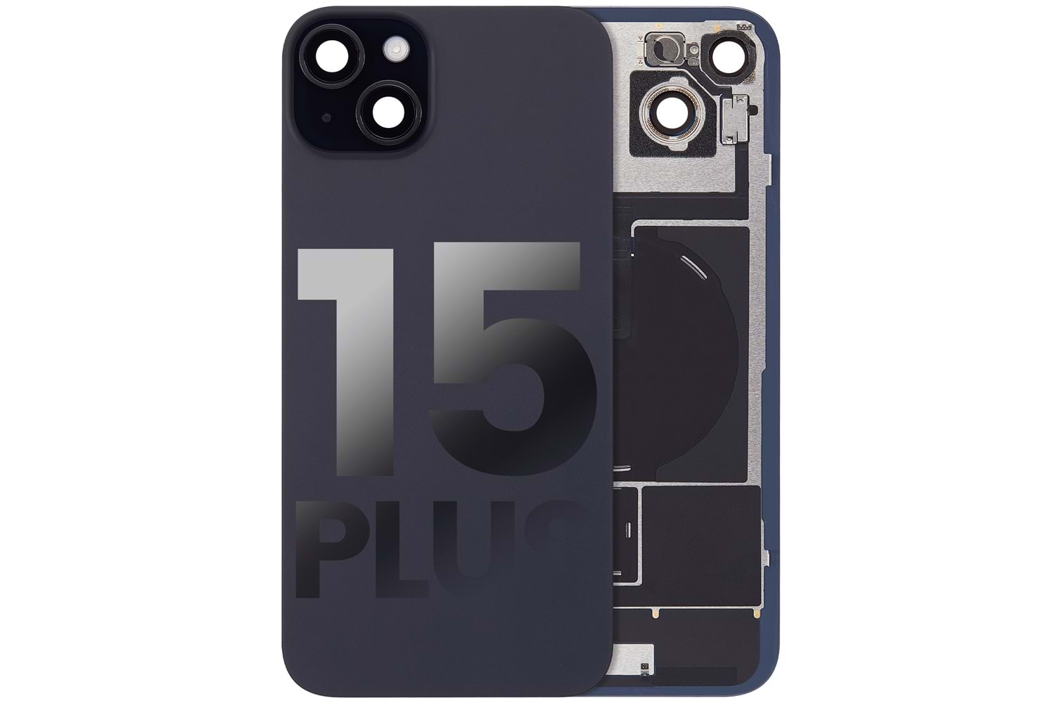 İPHONE 15 PLUS ARKA PİL KAPAK FULL SİYAH