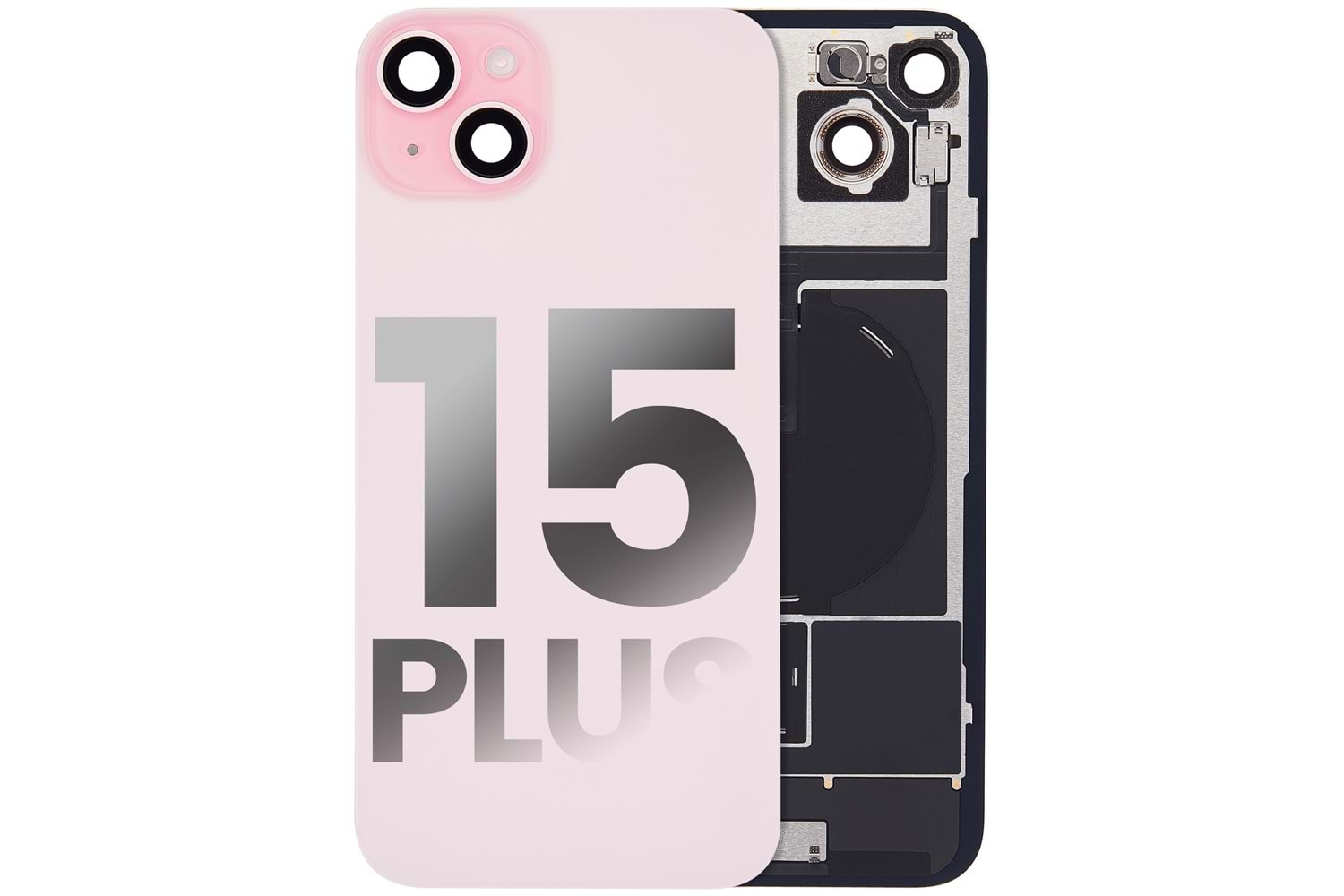 İPHONE 15 PLUS ARKA PİL KAPAK FULL PEMBE
