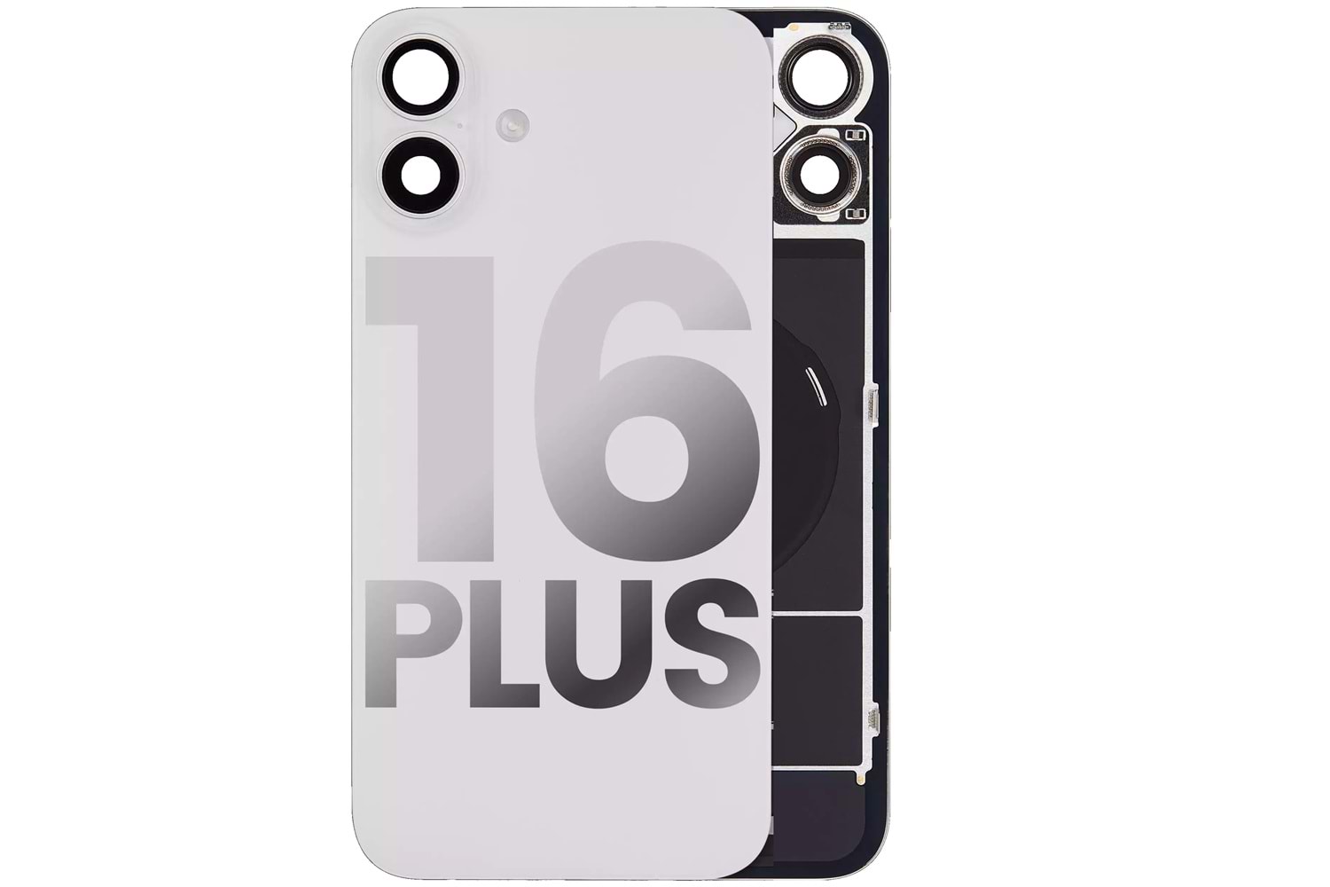 İPHONE 16 PLUS ARKA PİL KAPAK KAMERA CAMLI BEYAZ