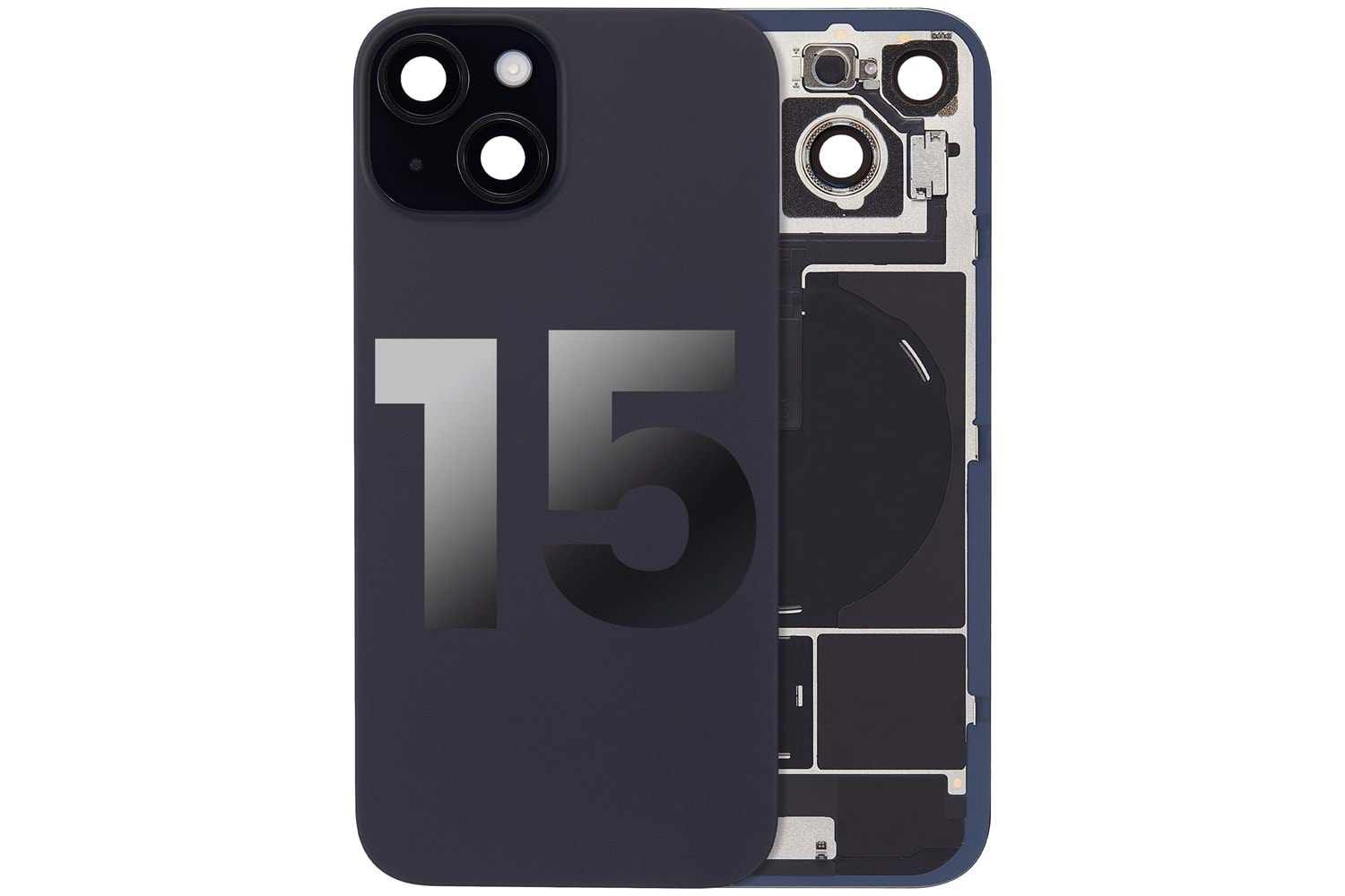 İPHONE 15 ARKA PİL KAPAK KAMERA CAMLI SİYAH