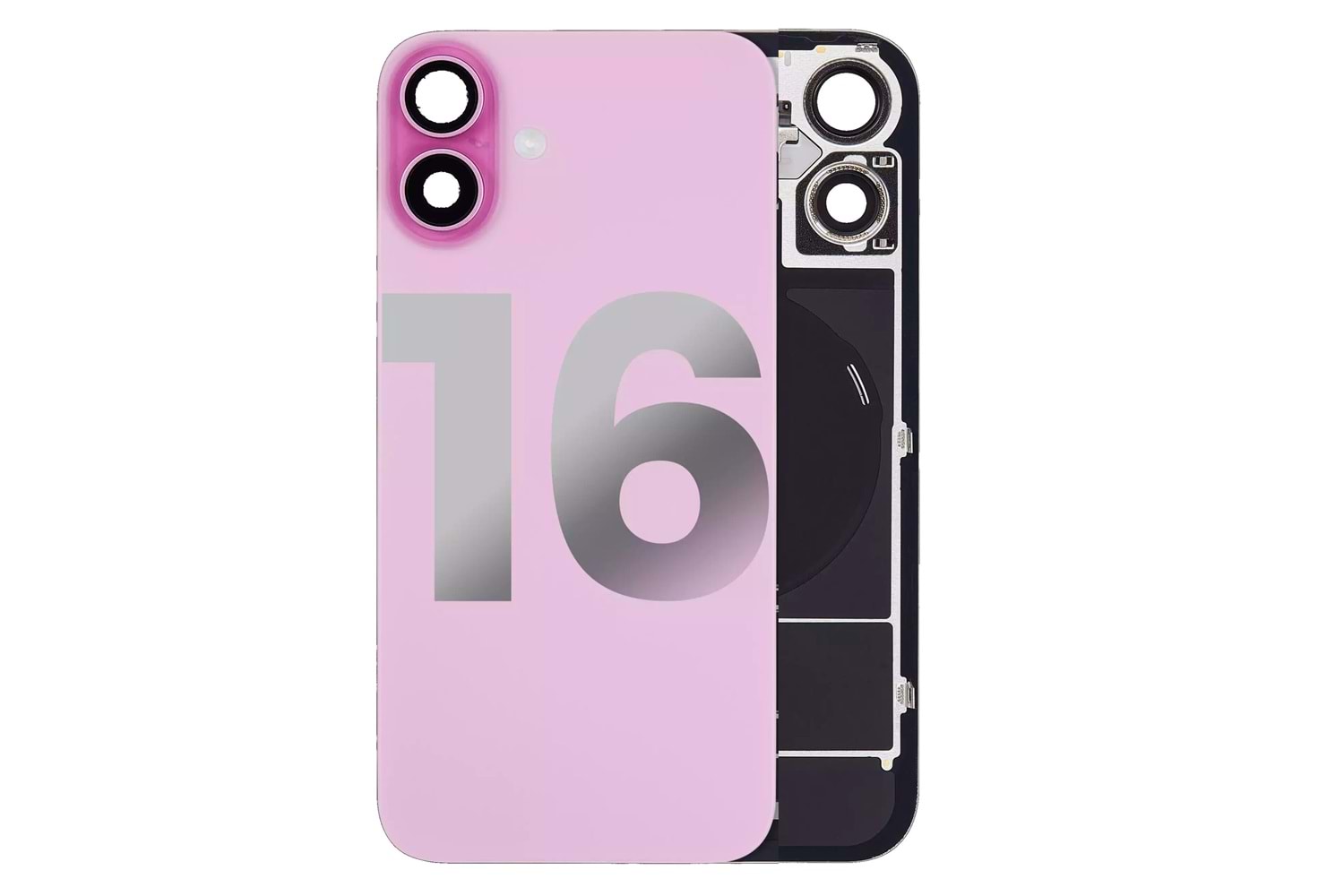 İPHONE 16 ARKA PİL KAPAK KAMERA CAMLI PEMBE