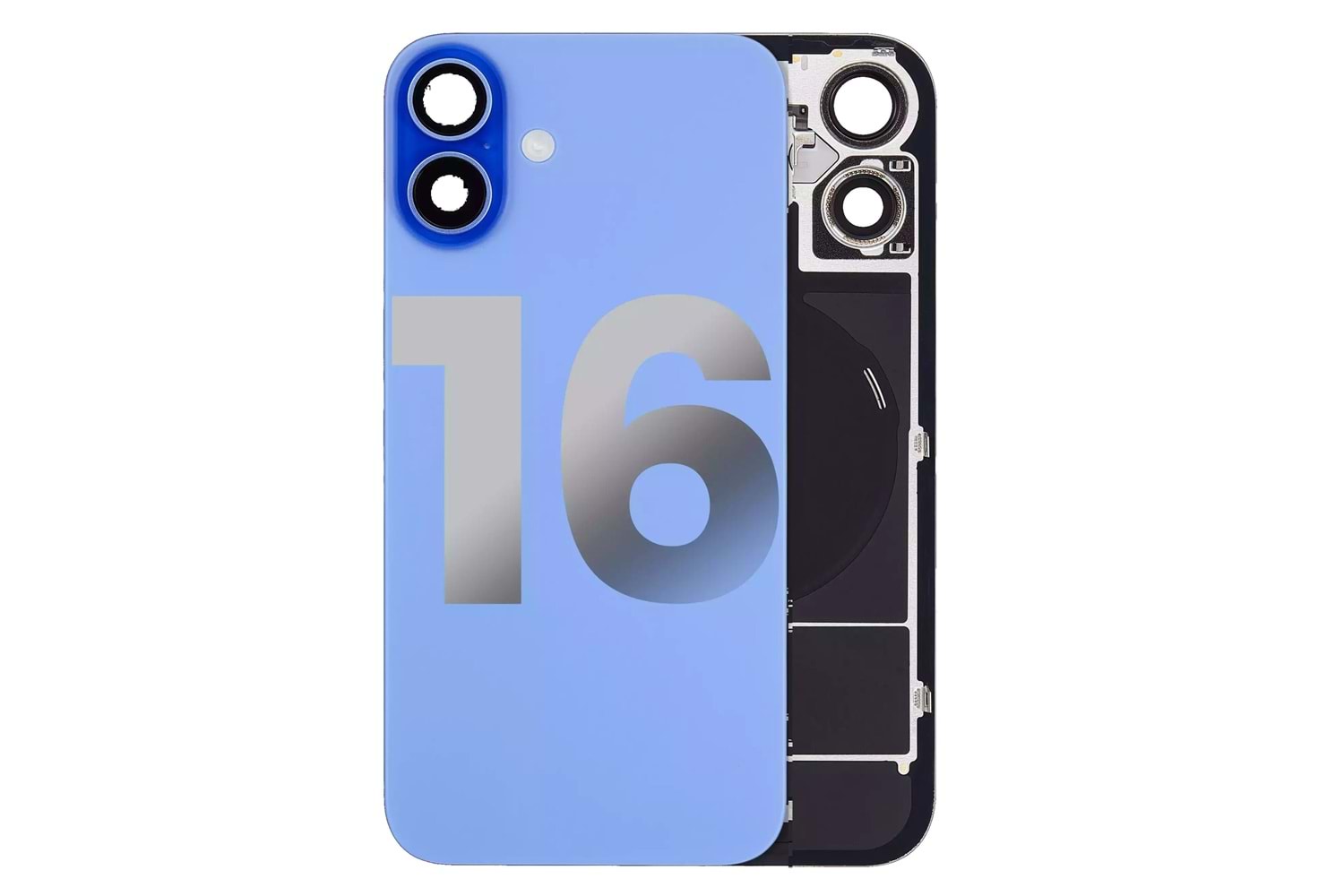 İPHONE 16 ARKA PİL KAPAK KAMERA CAMLI MAVİ