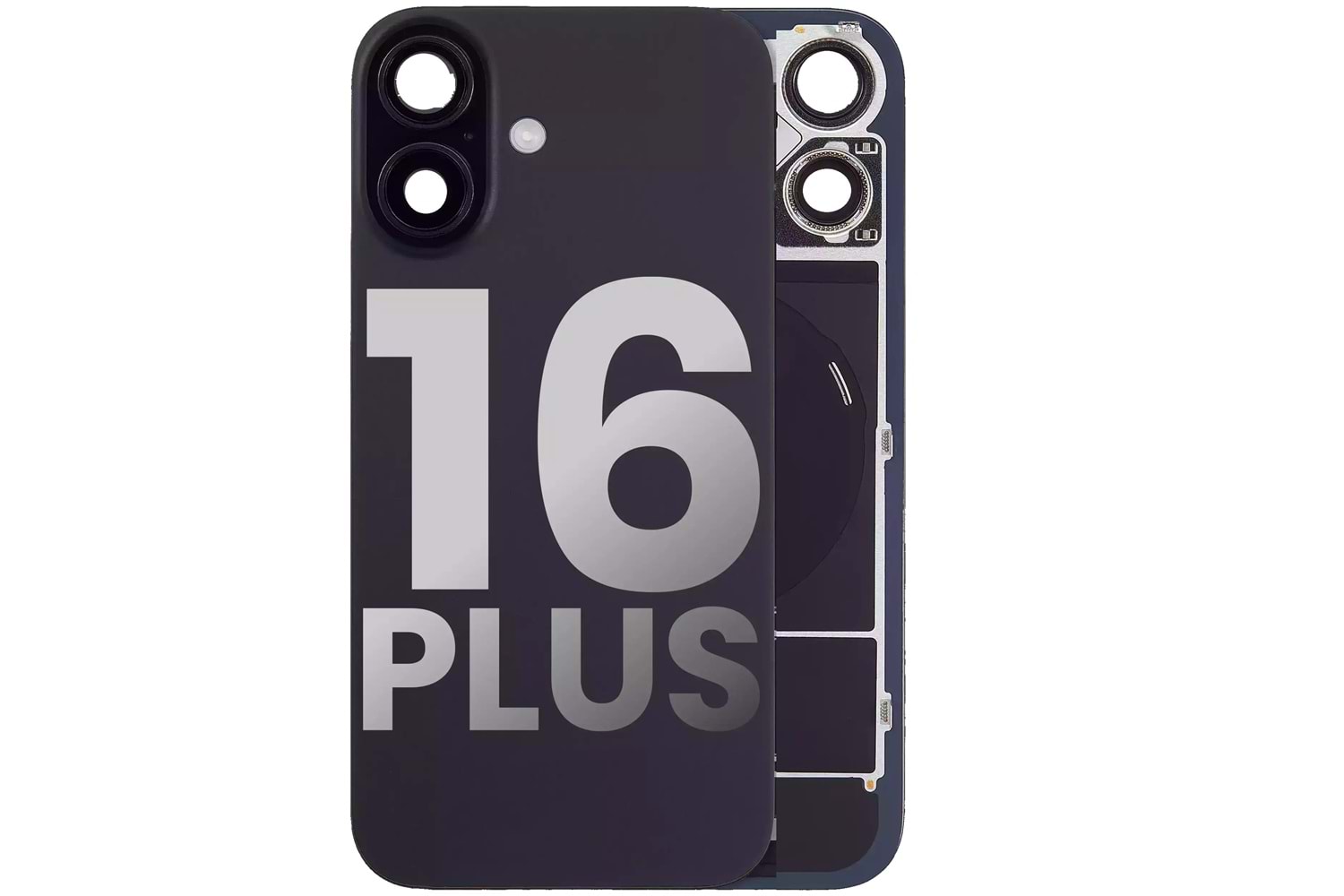 İPHONE 16 PLUS ARKA PİL KAPAK KAMERA CAMLI SİYAH