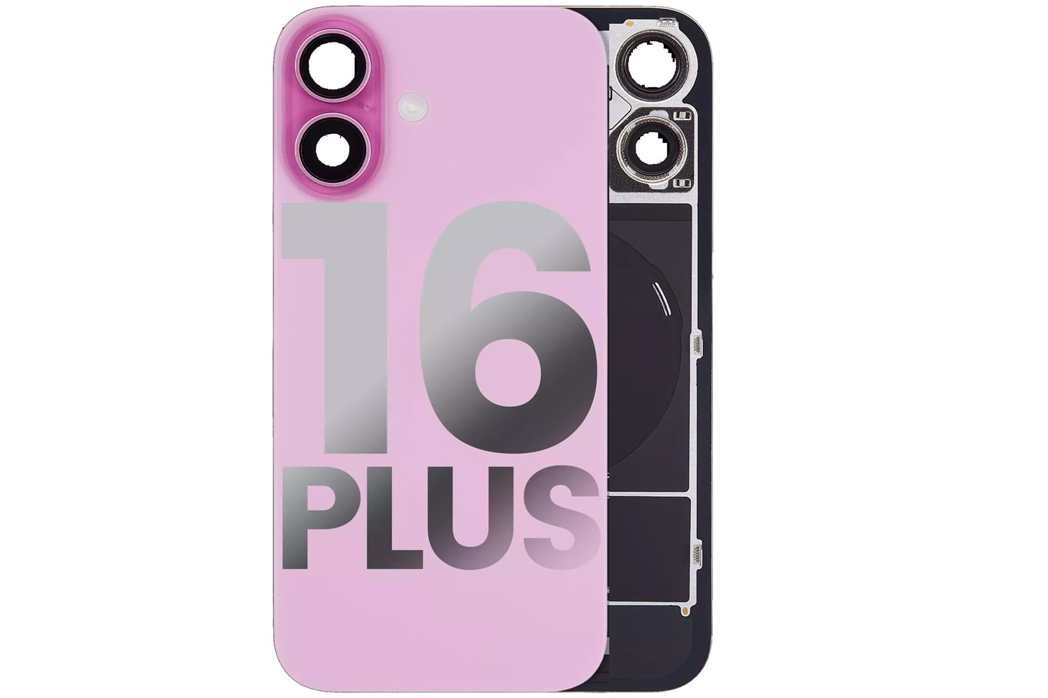 İPHONE 16 PLUS ARKA PİL KAPAK KAMERA CAMLI PEMBE