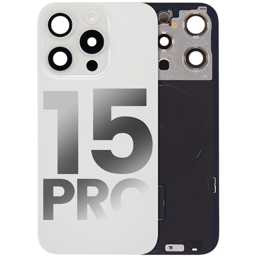 İPHONE 15 PRO MAX ARKA PİL KAPAĞI KAMERA CAMLI BEYAZ