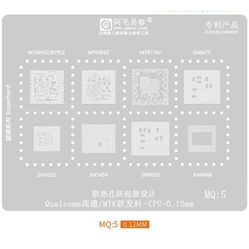 AMAOE (MQ-5) MT6895/8795 - MT6983 - MT8176 - SM8475 - SM6225 - SM7450 - SM8550 ENTEGRE İŞLEMCİ KALIBI
