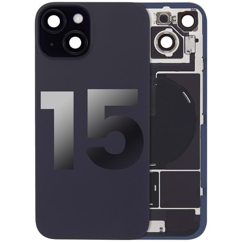 İPHONE 15 ARKA PİL KAPAĞI KAMERA CAMLI SİYAH