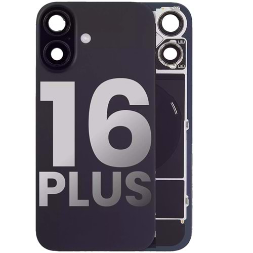 İPHONE 16 PLUS ARKA PİL KAPAK KAMERA CAMLI SİYAH
