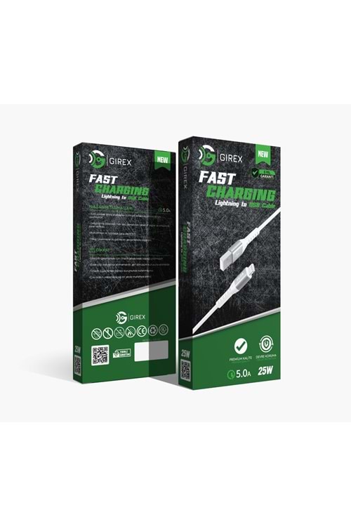 GİREX GR-02 USB TO LİGHTNİNG KABLO 25W 5.0A METAL