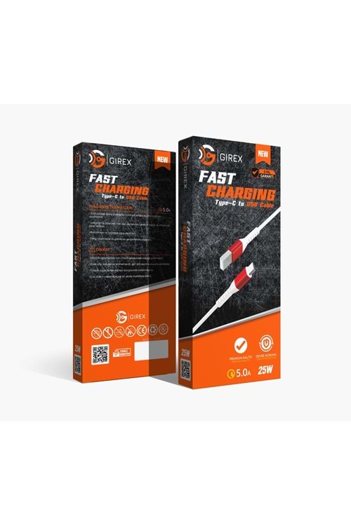 GİREX GR-03 USB TO TYP-C KABLO 25W 5.0A METAL