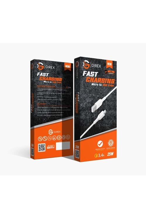 GİREX GR-06 USB TO MİCRO KABLO 25W 3.4A
