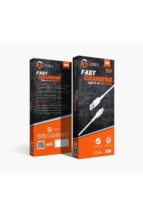 GİREX GR-07 USB TO TYP-C KABLO 25W 3.4A