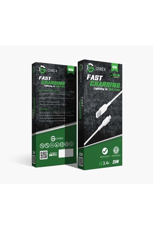 GİREX GR-09 USB TO LİGHTNİNG KABLO 25W 3.4A
