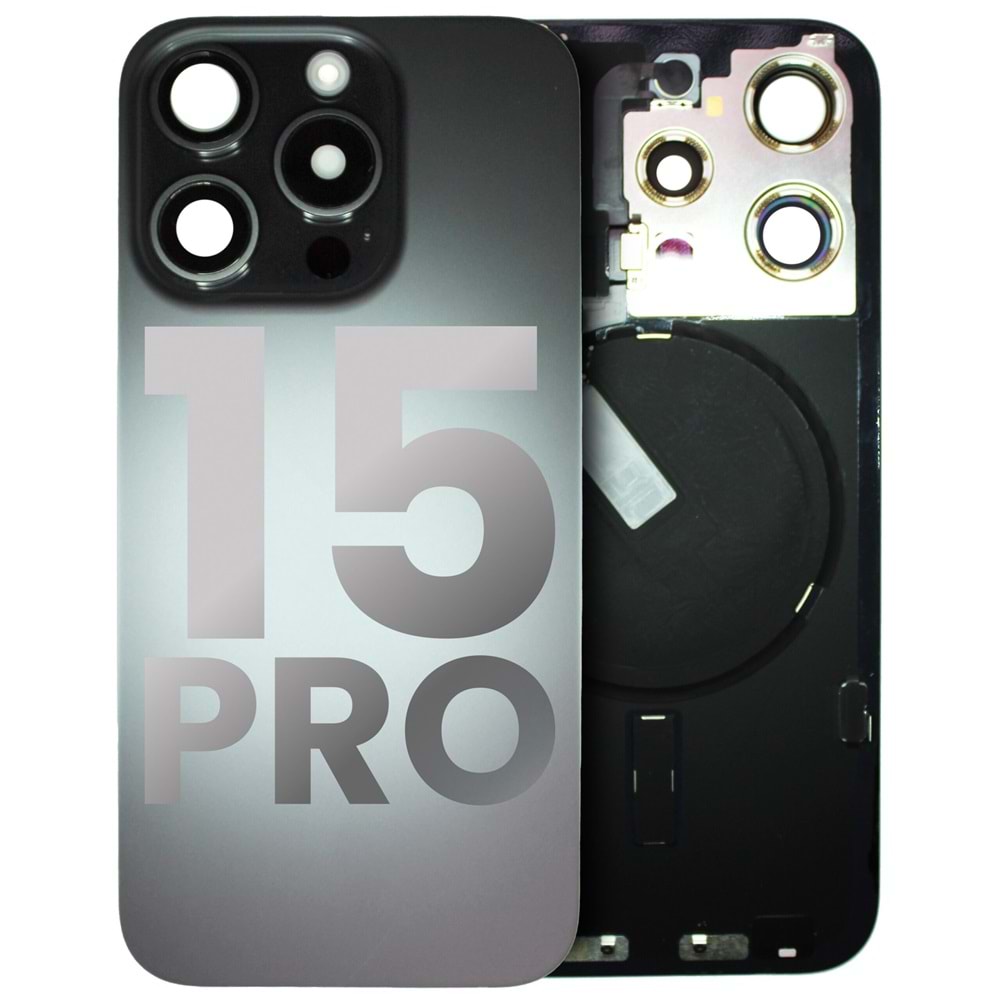 İPHONE 15 PRO ARKA PİL KAPAĞI KAMERA CAMLI SİYAH