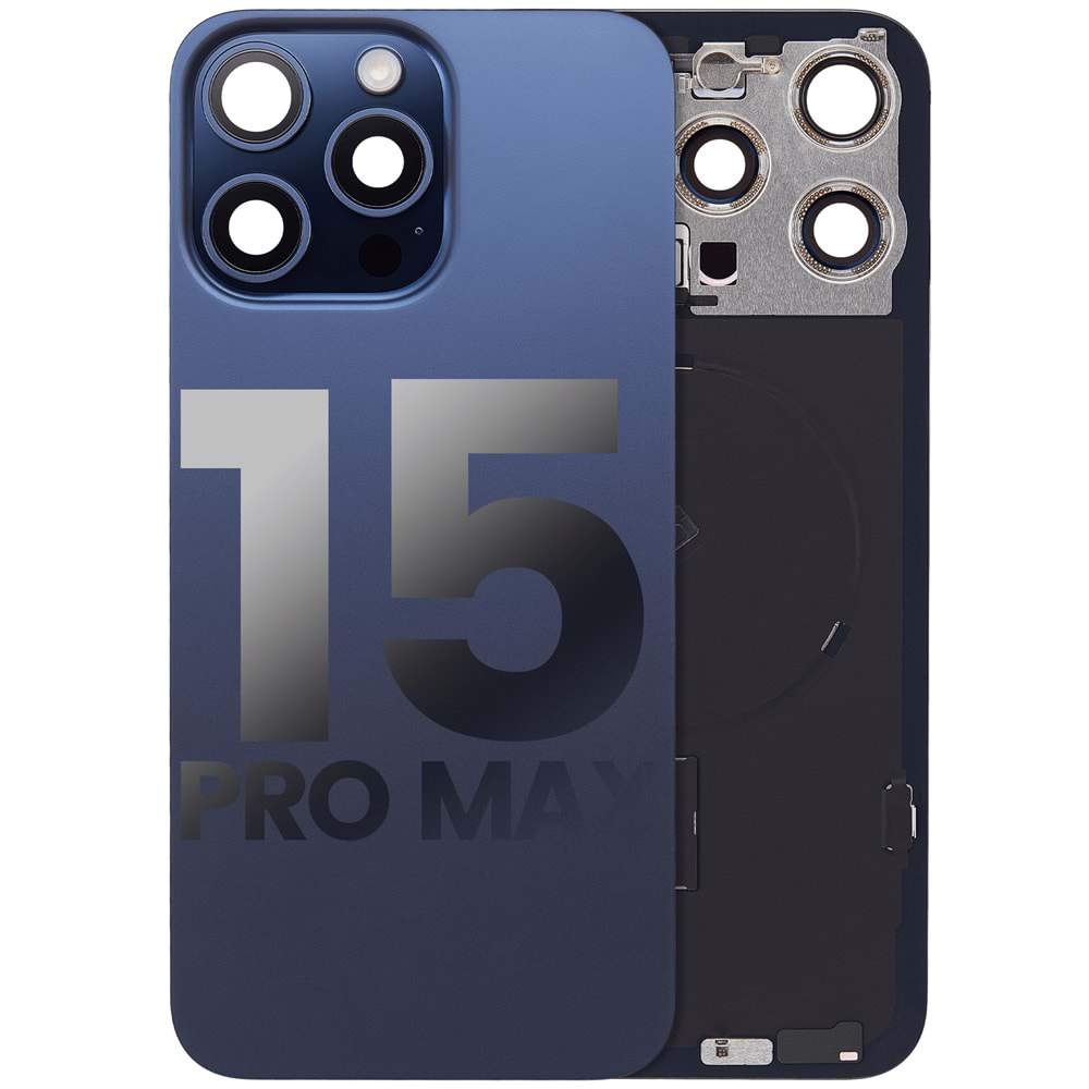 İPHONE 15 PRO MAX ARKA PİL KAPAĞI KAMERA CAMLI MAVİ