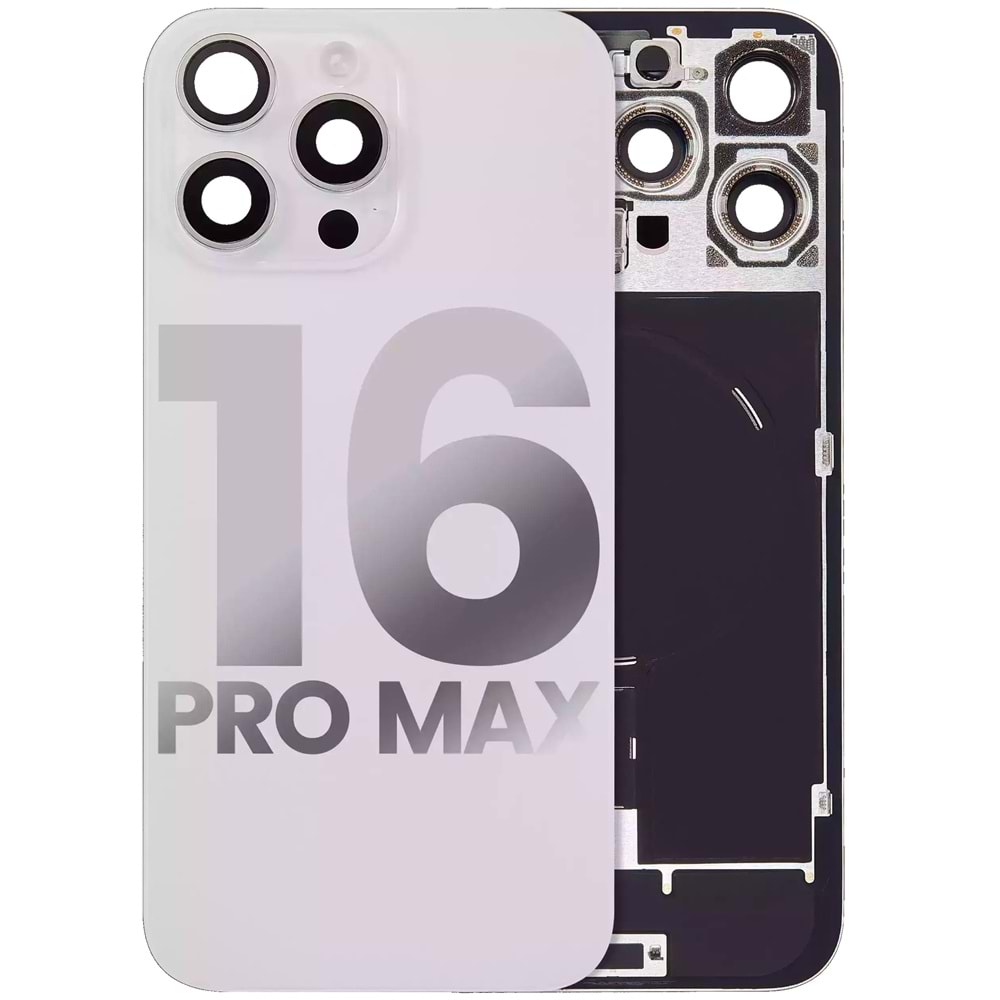 İPHONE 16 PRO MAX ARKA PİL KAPAĞI KAMERA CAMLI BEYAZ
