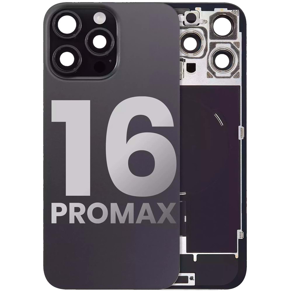 İPHONE 16 PRO MAX ARKA PİL KAPAĞI KAMERA CAMLI SİYAH