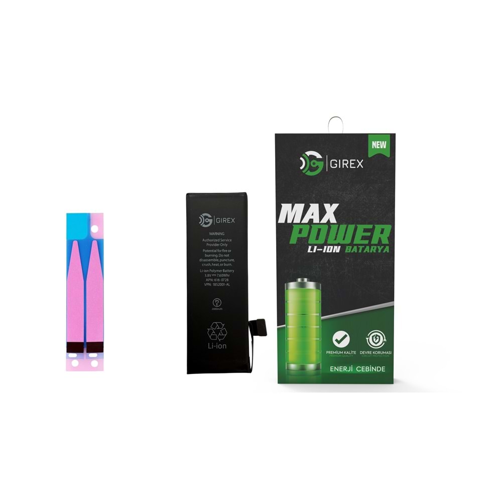 GİREX İPHONE 5S/5C BATARYA GÜÇLENDİRİLMİŞ 2000 mAh