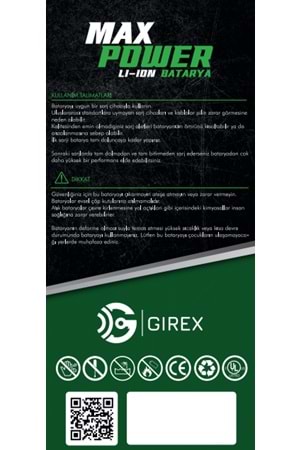 GİREX İPHONE XS BATARYA GÜÇLENDİRİLMİŞ (3050 MAH)