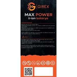 GİREX SAMSUNG BATARYA A20 / A30 / A30S / A50 / A50S / M10S (4000 MAH)