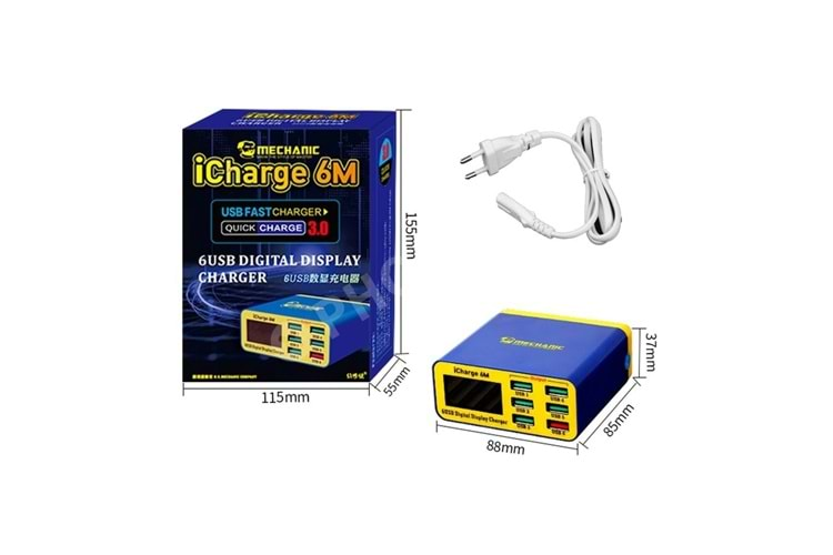 USB AMPER ÖLÇER ÇOĞALTICI MECHANIC İCHARGE 6M 6 İN 1