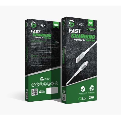 GİREX GR-02 USB TO LİGHTNİNG KABLO 25W 5.0A METAL