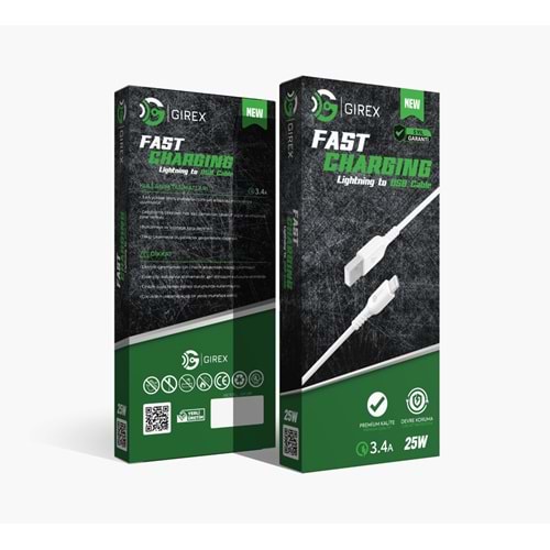 GİREX GR-09 USB TO LİGHTNİNG KABLO 25W 3.4A